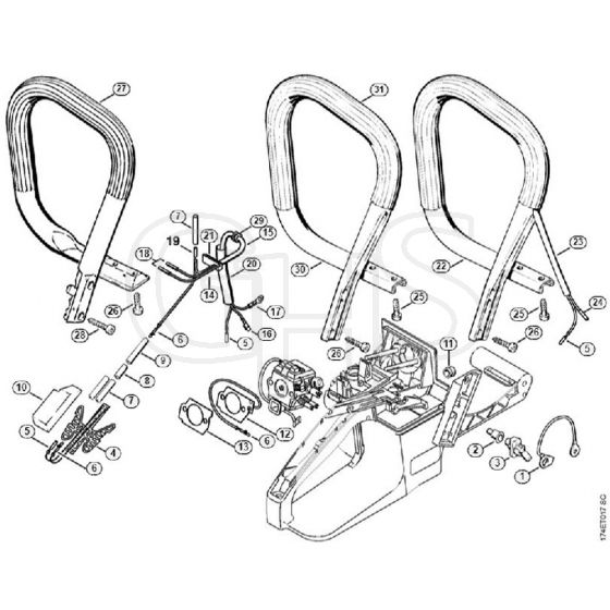 Genuine Stihl MS360 / O - Heating, Handlebar