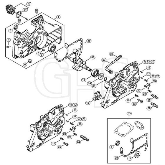 Genuine Stihl MS361 C-B / A - Crankcase