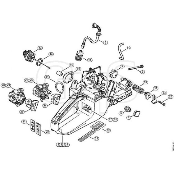 Genuine Stihl  MS361 C-B / G - Tank housing