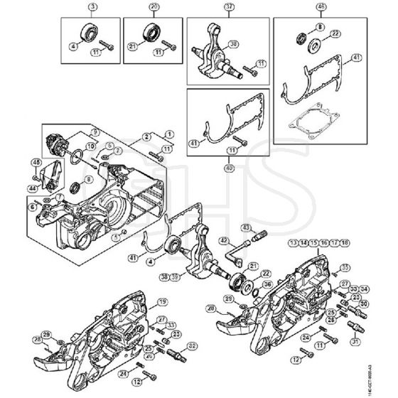 Genuine Stihl MS362 C-B / A - Crankcase