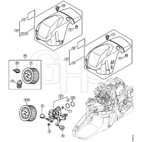 Genuine Stihl MS362 C-B / N - Air filter, Shroud