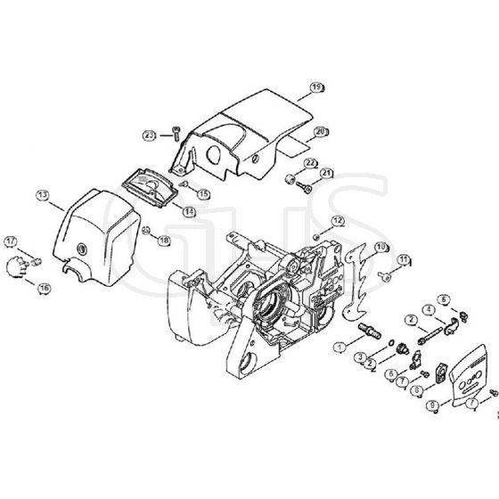 Genuine Stihl MS380 / O - Chain tensioner, Carburetor box cover