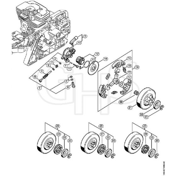 Genuine Stihl MS391 / C - Oil Pump, Clutch