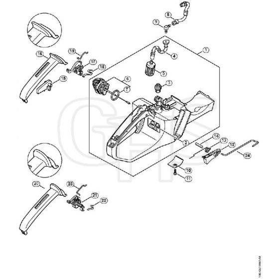 Genuine Stihl MS391 / G - Tank Housing, Throttle control