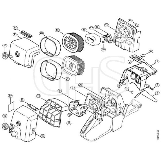 Genuine Stihl MS440 / K - Shroud, Air filter