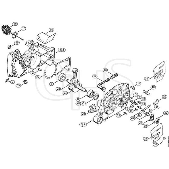 Genuine Stihl MS440 N / A - Crankcase, Crankshaft