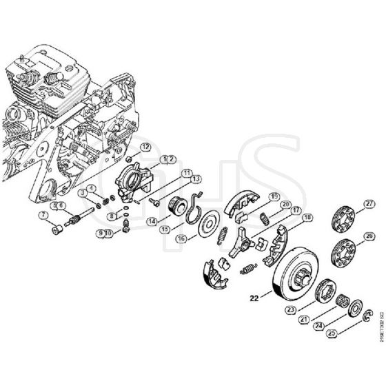 Genuine Stihl MS441 C-M / C -Oil Pump, Clutch