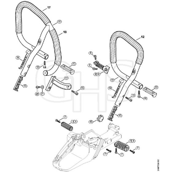 Genuine Stihl MS441 C-M / H - AV System, Handlebar