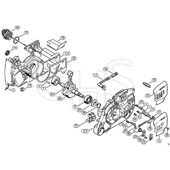 Genuine Stihl MS460 / A - Crankcase, Crankshaft