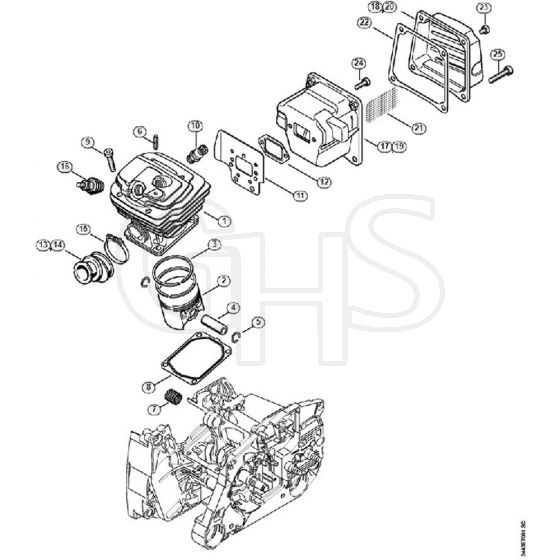 Genuine Stihl MS461 / B - Cylinder, Muffler