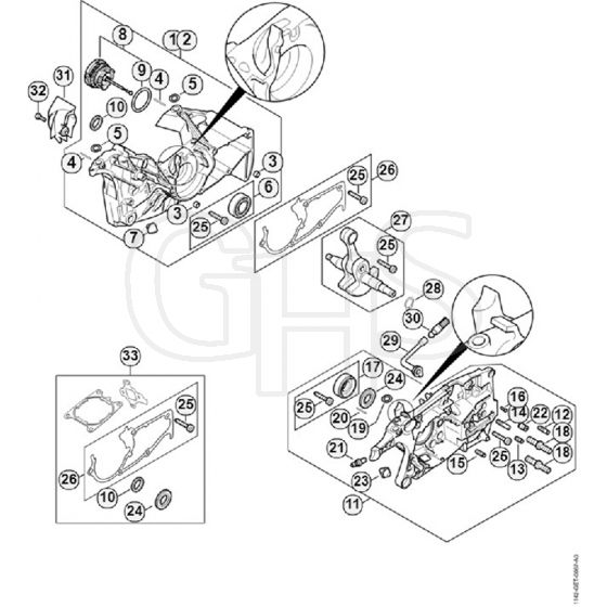 Genuine Stihl MS462 C-M / B - Crankcase