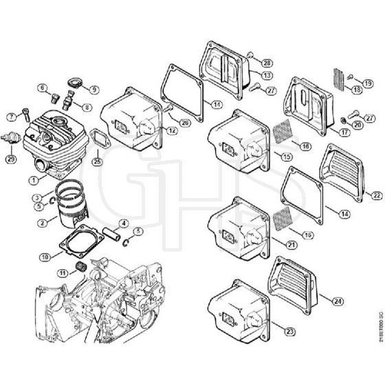 Genuine Stihl MS650 / B - Cylinder, Muffler