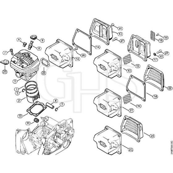 Genuine Stihl MS650 Magnum / B - Cylinder muffler