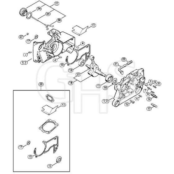 Genuine Stihl MS660 Magnum / A - Crankcase