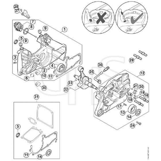 Genuine Stihl MS661 / B - Crankcase 187988125