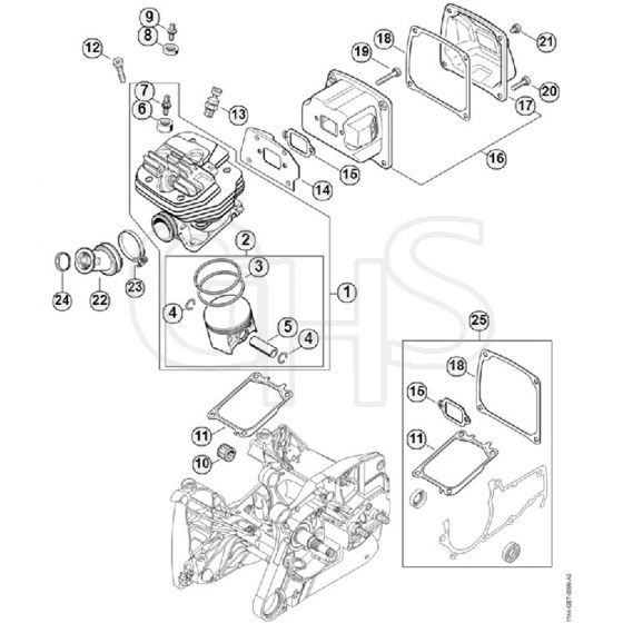 Genuine Stihl MS661 C-M / D - Cylinder, Muffler