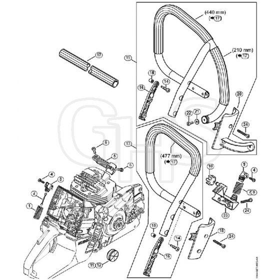 Genuine Stihl MS661 C-M / R - AV system, Handlebar