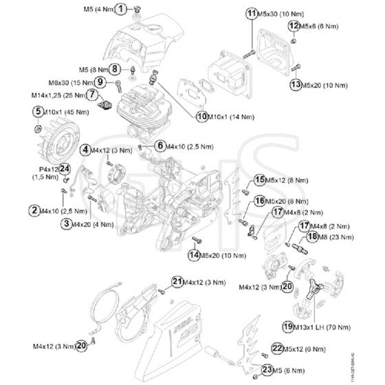 Genuine Stihl MS661 C-M / W - Tightening torques