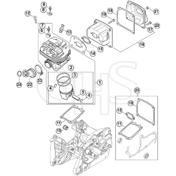 Genuine Stihl MS661 / D - Cylinder, Muffler