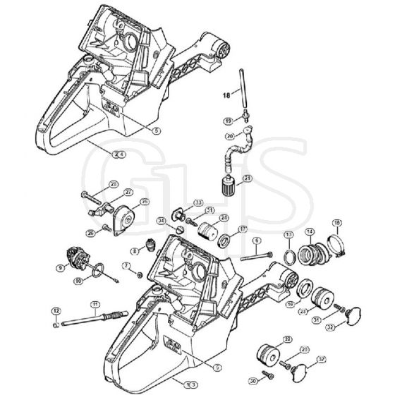 Genuine Stihl MS780 / H - Tank housing, AV-System