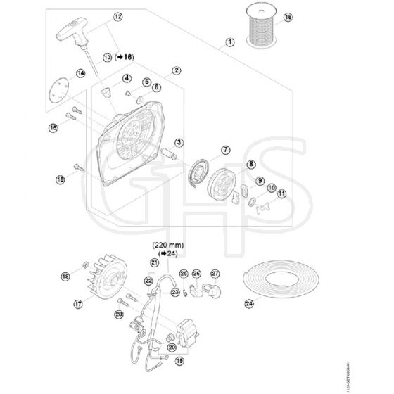 Genuine Stihl MS881 / C - Rewind starter, Ignition system