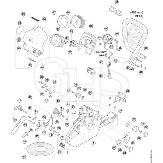 Genuine Stihl MS881 / D - Tank housing, Filter, AV system, Handlebar MS 881