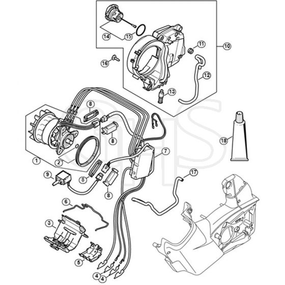 Genuine Stihl MSA161 T / B - Electric motor, Electronic module, Oil tank