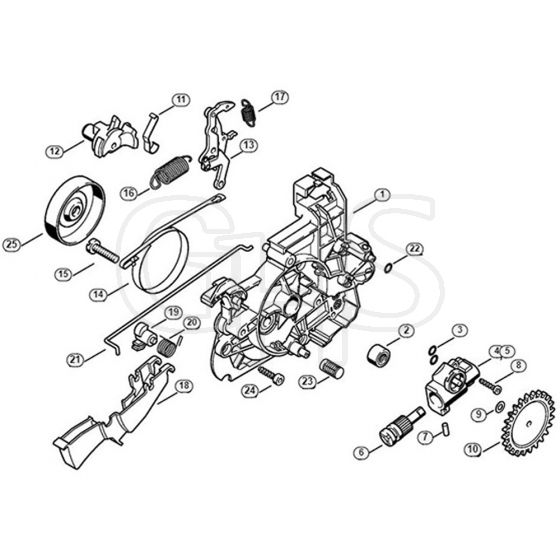 Genuine Stihl MSE140 C-BQ / C - Gear housing, Oil pump