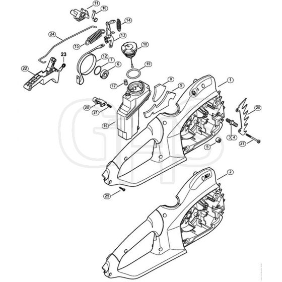 Genuine Stihl MSE170 C-BQ / D - Handle housing, Oil tank