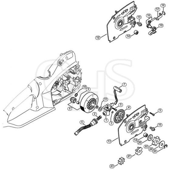 Genuine Stihl MSE190 C-BQ / E - Oil pump, Chain sprocket