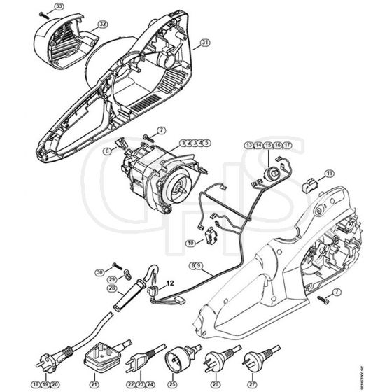 Genuine Stihl MSE210 C-BQ / A - MSE 210 C: Electric motor, Motor housing