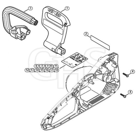 Genuine Stihl MSE210 C-BQ / C - Hand guard, Handlebar