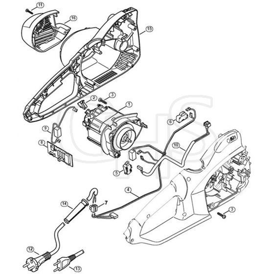 Genuine Stihl MSE230 C-BQ / B - MSE 230 C: Electric motor, Motor housing