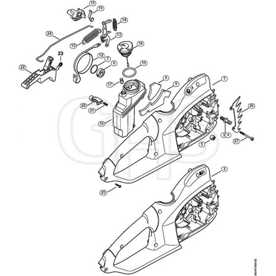 Genuine Stihl MSE230 C-BQ / D - Handle housing, Oil tank