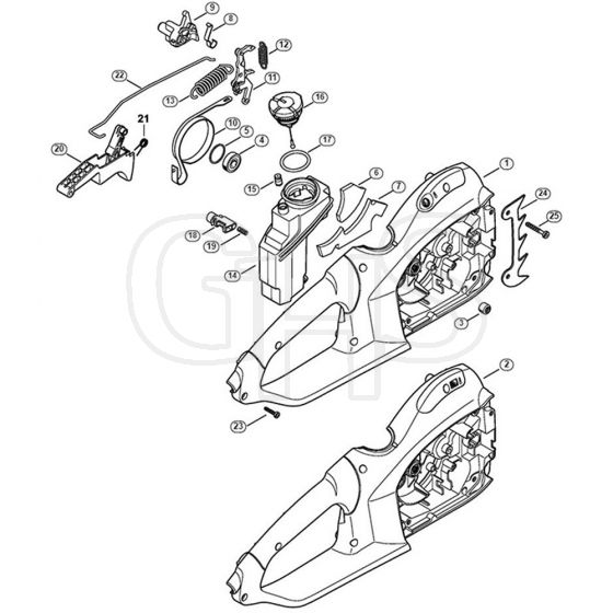 Genuine Stihl MSE250 C-Q / D - Handle housing, Oil tank