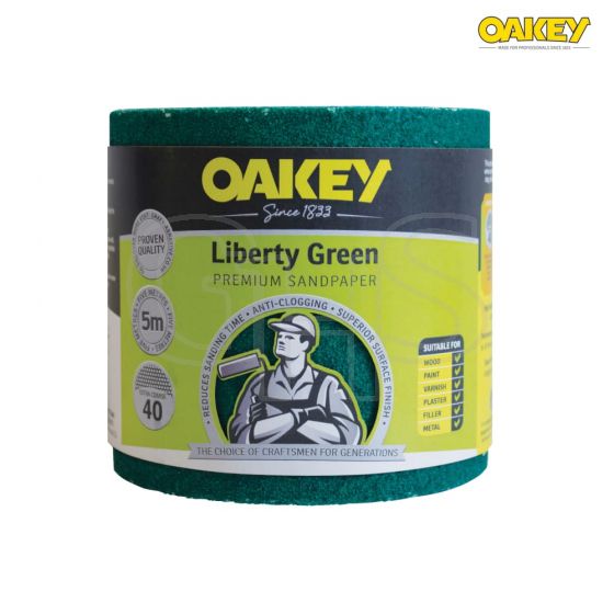 Oakey Liberty Green Sanding Roll 115mm x 5m Coarse 40g - 66261116693