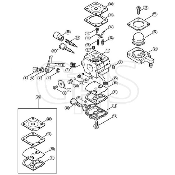 Genuine Stihl PC70 / H - Carburetor 4137/23 BR