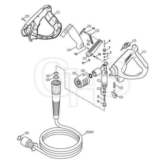 Genuine Stihl RB302 / E - Spray gun, High-pressure hose