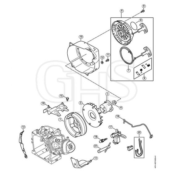 Genuine Stihl RB600 / G - Ignition systems, Fly wheel, Rewind starter