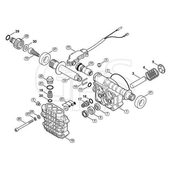 Genuine Stihl RE107 / B - Pump housing, valve block