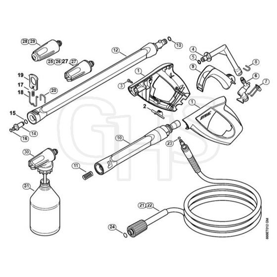 Genuine Stihl RE107 / D - Spray gun, Spray lance/wand