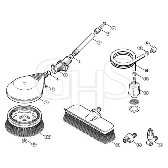 Genuine Stihl RE109 / L - Washing brush, Suction hose  06/2019