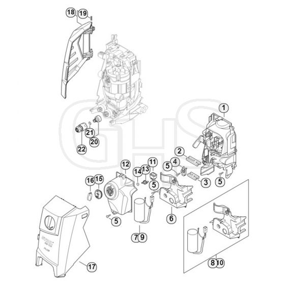 Genuine Stihl RE110 / H - Air baffle, Machine cover, Switch housing