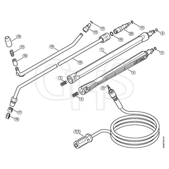 Genuine Stihl RE110 / P - Spray lance/wand, High-pressure hose  06/2019