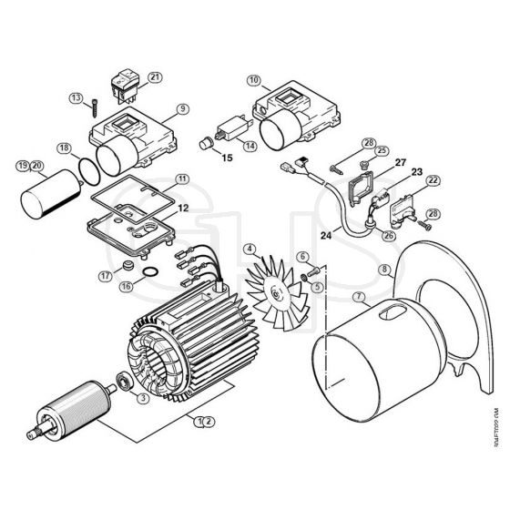 Genuine Stihl RE115 K / A - Electric motor, Switch housing