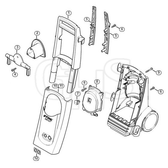 Genuine Stihl RE117 / D - Handle frame, Machine cover