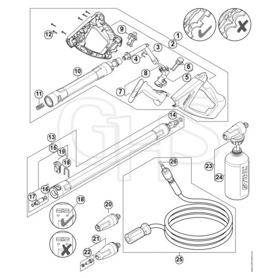 Genuine Stihl RE120 / K - Spray gun, Spray lance/wand