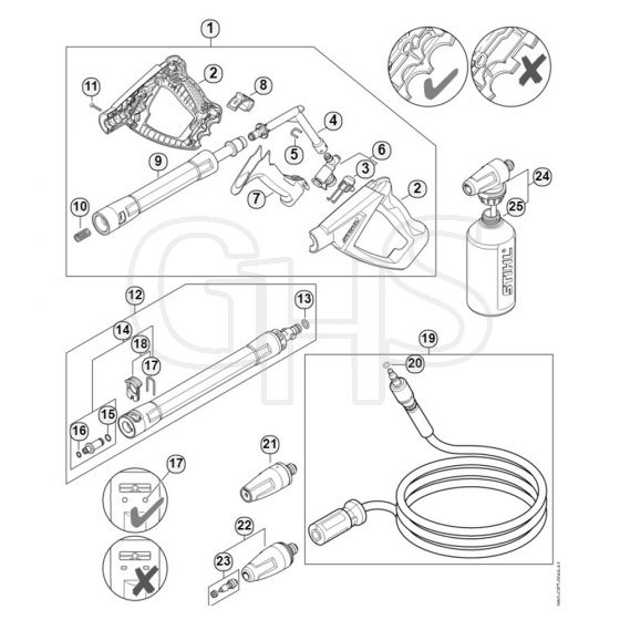 Genuine Stihl RE120 / L - Spray gun, Spray lance/wand