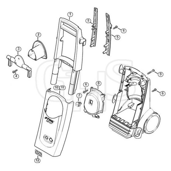 Genuine Stihl RE127 PLUS / D - Handle frame, Machine cover | GHS