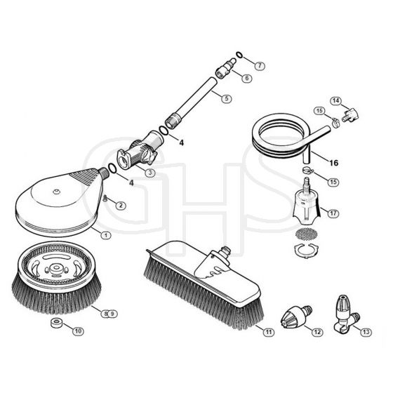 Genuine Stihl RE127 PLUS / J - Washing brush, Suction hose